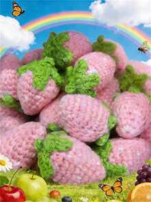 3/5/10/20/30 件手工钩针红色草莓饰品 | 红色和绿色针织羊毛吊坠，适用于钥匙扣、手机配件和 DIY 工艺品 - 完美的生日礼物装饰、包袋饰物、俏皮设计、织物纹理、钩针配饰，非常适合感恩节 - 紅色 - 查看 4