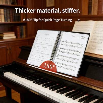 1pc A4 Piano Sheet Music Folder With Multiple Transparent Pockets, Modifiable Non-Glare Music Score Organizer
