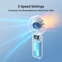 JISULIFE Handheld Fan Life7 – Ultimate Flexibility: High-Power Motor, LED Display, 19.5 Hrs Cooling, 5000mAh Rechargeable, 5-Speed, Foldable Design, 3-IN-1 Portable Fan For Travel Cruise Beach - 手持 - 查看 4