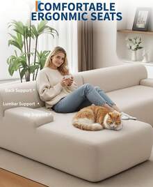 Techigher Modular Sectional Sofa, L-Shaped Corner Couch With Chaise, Boneless Couches, Sofa Bed For Living Room Bedroom, No Assembly Required, Compressed Packaging - Beige - View 9