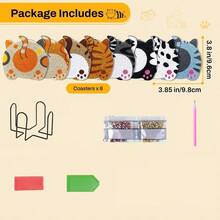 8/16/100pcs Cat Shaped Heat Insulation Pad Set, Includes Holder, Diamond Painting Style Insulation Pad, Non-Slip DIY Dotting Craft Set, Interesting Gift For Cat Lovers - Cat Diamond Coaster - View 5