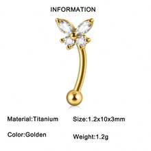 1PC Elegant CZ Marquise Butterfly Titanium Alloy Curved Lip Eyebrow Ring 16G Internal Thread Crown Helix Tragus Daith Conch Hoop Rook Earring - 1 Butterfly Earrings - View 9
