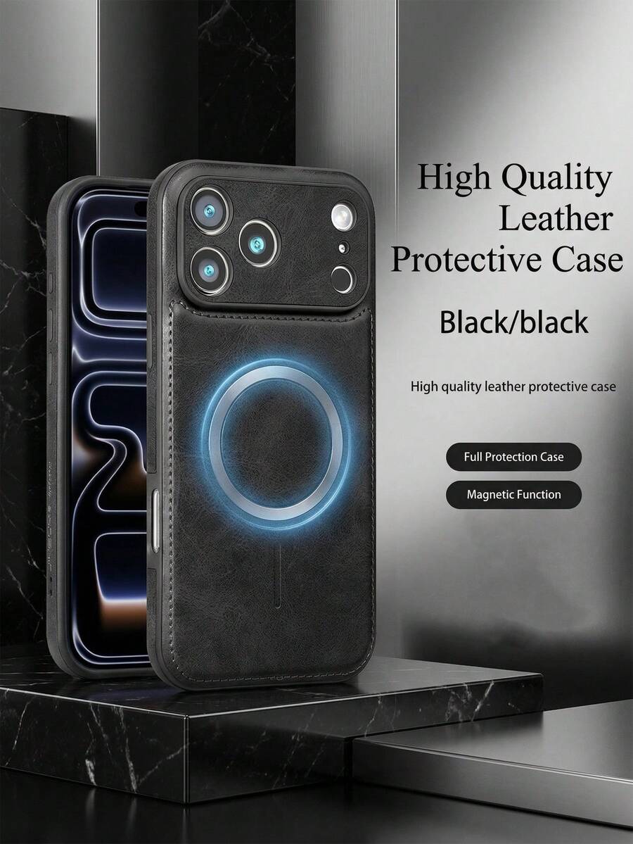 1pc Synthetic Leather Protective Case Compatible With IPhone 17/16/15/14/13/12 Pro Max Plus, Compatible With Magnetic Wireless Charger, Fashion Luxury Business Slim Shockproof Full Coverage Protective Case