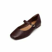 Women's Mary Jane Shoe With Buckle And Metallic Detail, Classic Mule Style With Chain Detail, Vintage Style. - 咖啡棕 - 查看 2