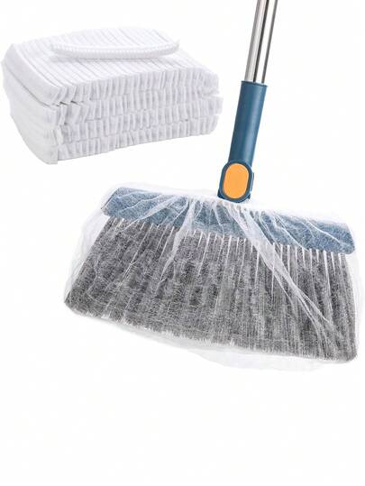 100片一次性除尘布，用于去除宠物毛发，采用无纺布制成，有效吸附毛发、灰尘和绒毛，适用于地板和地毯清洁，通用型，适用于大多数扫帚。