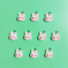 10/20个精致小白兔吊坠，造型活泼可爱，长耳朵，适合制作手工珠宝吊坠、耳环、项链、手链、创意礼品和树脂饰品。 - 彩色 - 查看 2