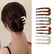 4pcs Elegant Retro U-Shaped Multicolor Hair Clips, New Chinese Style Bun Hairpin Accessories, Suitable For Daily Wear And Vacation, Headpiece, Hair Styling Pins - Multicolor - View 9