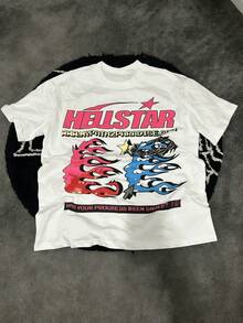 Plus Size Hellstars Path 2 Paradise Progress Saved Pixel Art Retro Graphic T-Shirt,220g 100% Cotton,Round Neck Short Sleeve,White Streetwear Essential,Unisex Style - Black - View 1