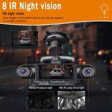 3-Channel Dashcam, High-Definition 1080P Recording In-Car DVR Camera, 170° Wide-Angle Lens, Night Vision, Compact In-Car Dashcam, 24-Hour Parking Monitoring, Loop Recording, G Sensor, Optional Memory Card. - 3 lentes más tarjeta de memoria - Ver 5