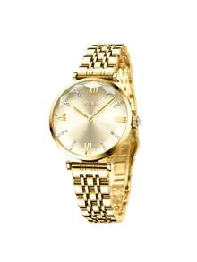 BIDEN 1pc Watch Women's Fashion Business Stainless Steel Strap Watch Bracelet Simple Rose Gold Waterproof Women's Quartz Watch - Mouldless - View 13