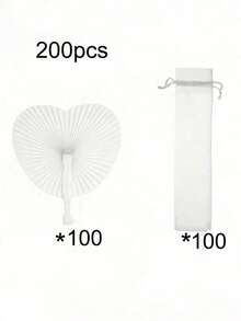 1/10/30/50/80/100pcs White Heart/Round Paper Folding Fans, 100pcs = 50pcs Fans + 50pcs Fan Bags, Wedding Ceremony Supplies, Elegant White Paper Folding Fans, Heart-Shaped Origami Design, Handheld Folding Fans, Suitable For Wedding Guest Decoration, Bride Photography And Party Favors, Reception And Ceremony Supplies, Wedding Supplies | Elegant Hand Fan | DIY Paper Art Fan, Heart-Shaped Decorative Fan, Summer Paper Fan, Best Birthday Gift - White - View 18