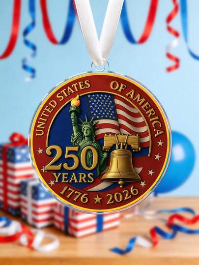 Decoración colgante de acrílico para conmemorar el 250 aniversario de la fundación de los Estados Unidos, con motivos de la bandera estadounidense, la Estatua de la Libertad y la Campana de la Libertad, decoración para el hogar y ventanas, decoración para la fiesta del Día de la Independencia 1776-2026, regalo patriótico