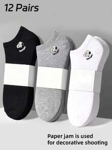 12/6/3/1 Đôi tất ngắn mùa hè dành cho nữ, họa tiết SNOOPY thêu tay chính hãng, thiết kế hoạt hình dễ thương, thoáng khí, thấm hút mồ hôi, kiểu dáng thường ngày, unisex - Nhiều màu - Xem 11
