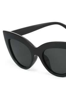 1 Paar unisex schwarze Katzenaugen-Sonnenbrille im minimalistischen Stil, geeignet für Urlaub, Reisen, Sport, Autofahren, Festivals, Strand, Musikfestivals, Ausflüge, Sommermode, Feiertage, Familienausflüge, elegante Kleidung, Straßenmode-Accessoires, Sport, Partys, Outdoor-Aktivitäten, Straßenmode, Angeln, Urlaub - Schwarz - Übersicht 3