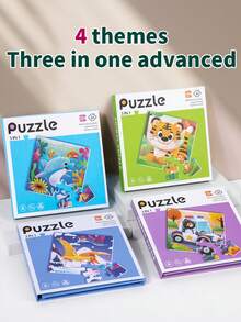 New 3-In-1 Progressive Difficulty Magnetic Puzzle Book, Suitable For Children 3+ Years Old, Educational Logic Development Puzzle Toy, Children's Day/Birthday Gift - Wooden Puzzle Book - View 17