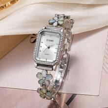 1件时尚精致花卉石英表，精准计时女士腕表，促销/年终/生日/节日礼物 - 金色 - 查看 7