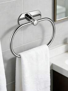 Stainless Steel Towel Ring, Silver, No-Drill Wall Mount Bathroom Towel Holder, Universal For Bathroom & Kitchen - Silver - View 7