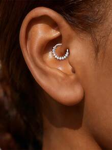 1 Pc Ring Flat Head Piercing 925 Sterling Silver Moissanite Classic Drop Earring 18K Gold Plated For Women Daily Wear Party Anniversary Valentine's Day Wedding Bridal Jewelry - Silver - View 1