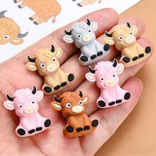 5pcs Animal Shaped Silicone Beads, Cute 3D Highland Cow Design Beads, DIY Bracelet Necklace Bag Charm And Other Craft Projects - Multicolor - View 5