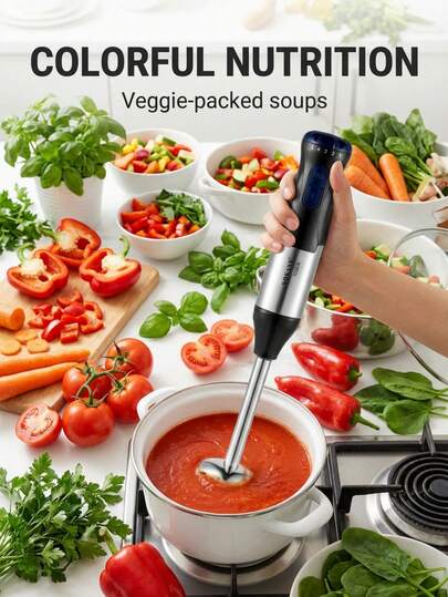  SOKANY 1711-4 多功能电动手持搅拌机，水果及辅食研磨机，四合一手持搅拌器，配备最大功率 1000W 的强劲电机，适用于制作奶昔、酱汁、汤品和婴儿辅食，是情人节的绝佳礼物。