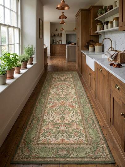 1pc Bohemian Floral & Bird Totem Countryside Style Rug/Carpet/Area Rug/Bath Mat/Door Mat/Runner, Soft Washable, Suitable For Bathroom, Kitchen, Entryway, Hallway, Bedside, Living Room, Bedroom And More