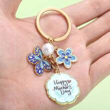 20/40pcs/Set Oil Drop Flower, Pearl, Butterfly Keychain Pendant, Suitable For Mother's Day Gift, Party Favor, Bag Charm - Blue Flower Pearl Butterfly Pendant (1 Piece) - View 8