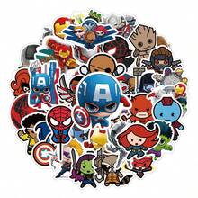 Marvel 50pcs Superhero Cartoon Q-Version Sticker, Suitable For Comic Character Stickers On Laptops, Water Bottles, Skateboards, Notebooks, And Party Gifts. - Multicolor - View 2
