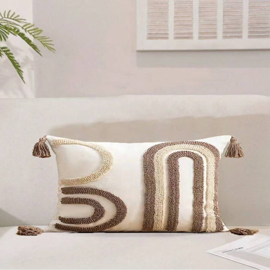 Vỏ gối trang trí vuông sang trọng phong cách Bohemian cho ghế sofa/phòng ngủ. - Màu nâu - Xem 1