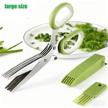 Stainless Steel Kitchen Scissors - Multi-Functional Scallion & Herb Knife For Grilling And Indoor Cooking, Also Suitable For Paper Cutting - Durable, Comes With Protective Case And Integrated Cleaner, Seasoning Processing Tool, Essential Kitchen Accessory, Random Style - Multicolor - View 11