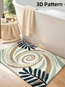 1pc 3D Pattern Doormat, Fresh Green Plant Design Wool Rug, Suitable For Bathroom, Kitchen, Outdoor, Indoor, Hallway, Bedroom, Living Room, Bedside, Machine Washable, Easy To Clean, Non-Slip Bottom, Suitable For Bedroom Winter Decor, Valentine's Day Holiday Decor, Bathroom Accessory Essential, Room Decor Set, Outdoor Decorative Carpet Mat - Multicolor - View 4