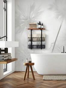 (2-7 Daysmust Arrive)Towel Rack Wall Mounted, Bathroom Towel Storage, Wall Towel Holder, Bathroom Organizer, Shower Organizer Rack, Bath Towel Racks For Bathroom Towel Storage Rack With Shelve For Rolled Towel Organizer, Shower Caddy, Wall Mounted Bathroom Shelves Over Toilet For Bathroom, Kitchen, Bedroom, Living Room, Home Decor, Bathroom Decor And Accessories, Bathroom Organizer, Shower Accessories, Room Decor, Bathroom Decor, Shelves, Bathroom Accesssories, Bathroom Storage, Bathroom Orginazor, Bathroom Shelves, Minimalist Design Storage Organizer For Large Towels, Small Towels, Hand Towels, Halloween/Christmas Gifts, Back-To-School Season, Shower Caddy, Apartment Essentials, Wall Deocr, Bathroom Orginazor, Wall Decor, Hooks, Vanity Accerories, Shower Shelves, Bathroom Decor And Accessories, Wall Shelf, Toilet Paper Holder, Home Accesssories, Shower Organizer, Bathroom Tray, Perfume Tray, Floating Shelves For Wall - 彩色 - 查看 6