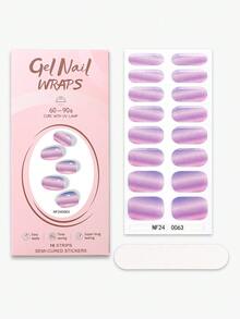 16 miếng dán móng tay gel bán khô hình mắt mèo, màu tím ánh kim gradient mùa xuân/hè, chất lượng salon, dễ dán và dễ gỡ, thích hợp cho phụ nữ tự làm móng nghệ thuật trong các bữa tiệc. - Hồng - Xem 6