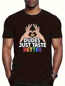Camiseta de manga corta con cuello redondo para hombre, camiseta Rainbow Pride - una camiseta de cuello redondo con diseños creativos y patrones de colores vibrantes, adecuada para todas las estaciones. - Negro - Ver 2