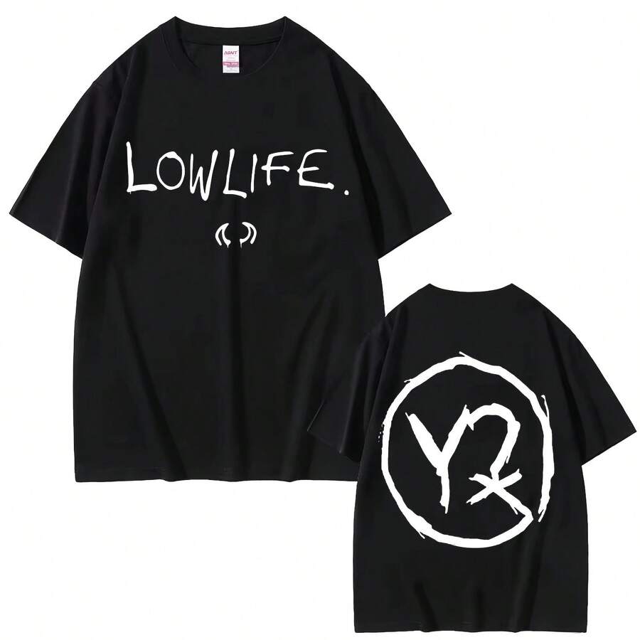 Yungblud Lowlife Album Logo 2026 NewT-Shirt Fashion Rock Retro Short Sleeve Tshirt Casual Cotton Oversized T Shirts - 黑色 - 查看 1