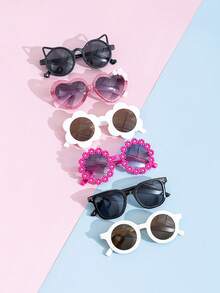12/6/1pcs Kids Bear Shaped Fashion Glasses, Suitable For Summer Daily Wear. Kids Bear Shaped And Flower Shaped Fashion Glasses, Suitable For Summer Daily Use. Glasses Case Suitable For 3-8 Years Old Children. Cute Cartoon Flower Fashion Glasses, Suitable For Boys And Girls, Fashion Cute Retro Glasses, Classic Kids Fashion Glasses. (Free Paper Glasses Case) - Multicolor - View 4