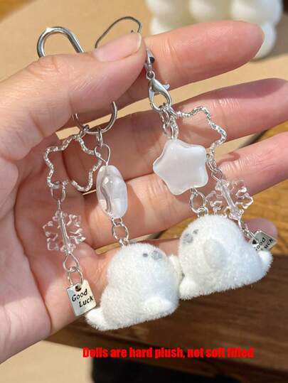 1 pieza Colgante de foca con forma de copo de nieve | Decoración para bolso, cámara y funda de teléfono de acrílico | Llavero versátil y sencillo