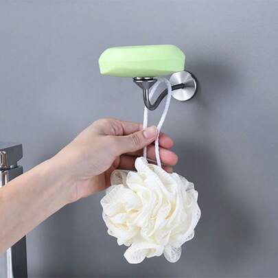 1 cái giá đựng xà phòng bằng thép không gỉ, giá để bông tai nhà bếp, giá treo tường từ tính có giác hút.