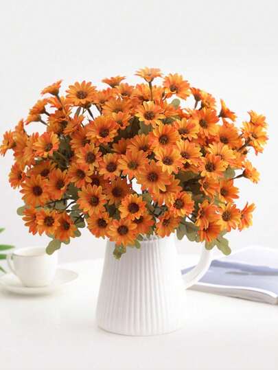 1/3/5PCS 21heads Artificial Daisy Flowers Bouquet Valentine's Day Gifts Bundle Decoration Wedding Decoration Bride Handheld Flower Wrist Flower Breast Material Home Dining Room Bedroom Vase Decoration Flower Bundle DIY Birthday Party Cake Material New Year Decoration Material Shooting Props, Valentine Day, Gift Graduation,Fall Decor,Autumn,Fake Plants