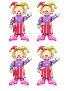 2/4/6pcs 24.4 Inch Standing Clown Foil Balloons, Circus Theme Party Decoration, Carnival Theme Party Decor, Birthday Party Supplies - View 11
