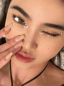 STARTTOOS 2pcs Multiple Sizes 3d Simulated Gemstone Eye And Face Stickers With Small Round Resin Drill Music Festival Y2k Makeup Party Eye And Face Decoration Stickers - 彩色 - 查看 3