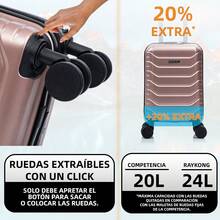 Mala de cabine em ABS 40x30x20 (24L) | Bagagem de mão com rodas removíveis para Ryanair | Vueling | Easy-Jet | Wizz Air | Volotea - Preto/Azul Marinho/Ouro Rosa/Roxo/Menta/Amarelo/Verde/Rosa - Rosa Empoeirado - Ver 2
