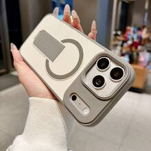 亲肤保护手机壳，带支架，兼容 11/12/13/14/15 Pro/15 Plus/16/16 Pro Max/17/17 Pro Max - 灰色 - 查看 2