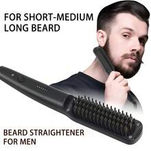 迷你直发梳，男士直发器 - 防止烫伤胡须，男女通用，温度可调，节日礼物 - 黑色 - 查看 10