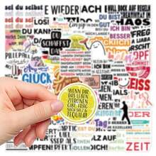 50Pcs Funny German Stickers Motivational Stickers Inspirational Stickers Positive Stickers Affirmation Stickers Vinyl Waterproof Stickers For Journaling Computer Scrapbook Luggage Water Bottle Phone - H - View 6