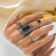 3/5/6/8pcs/Set Bohemian Vintage Exaggerated Ring Set, Random Style Assortment - Antique Silver - View 14