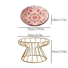 shuo ni mao yi Pet Cat And Dog Bowl Ceramic Feeding Tray Cat Food And Dog Food Bowl High-Speed Iron Frame With Neck Protection And Anti Choking Pet Food Bowl Bohemian Plate Pet Food Bowl - 200ml - View 8