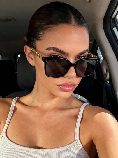 1副女士塑料金属圆形全框时尚简约韩版经典酷炫眼镜，适合音乐节、周末休闲、外出、高尔夫、驾驶等场合佩戴，时尚配饰