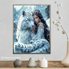 1 Set Kit de Pintura de Arte de Diamante DIY - Patrón de Belleza y Leopardo, Mosaico de Diamante Redondo, Apto para Principiantes, Decoración de Pared del Hogar, Regalo Único, Sin Marco - Sin marco - Ver 10