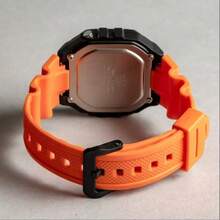 Casio W-218H Orange Square Digital Watch 50M Waterproof 7-Year Battery Life LED Light Multifunctional Student Sports Wristwatch - one-size - View 9