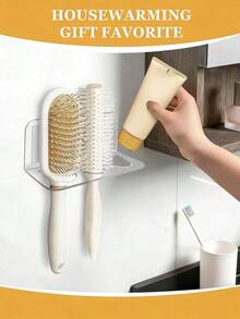 1个多功能浴室梳子架壁挂式置物架，浴室收纳整理架 - 無色 - 查看 3